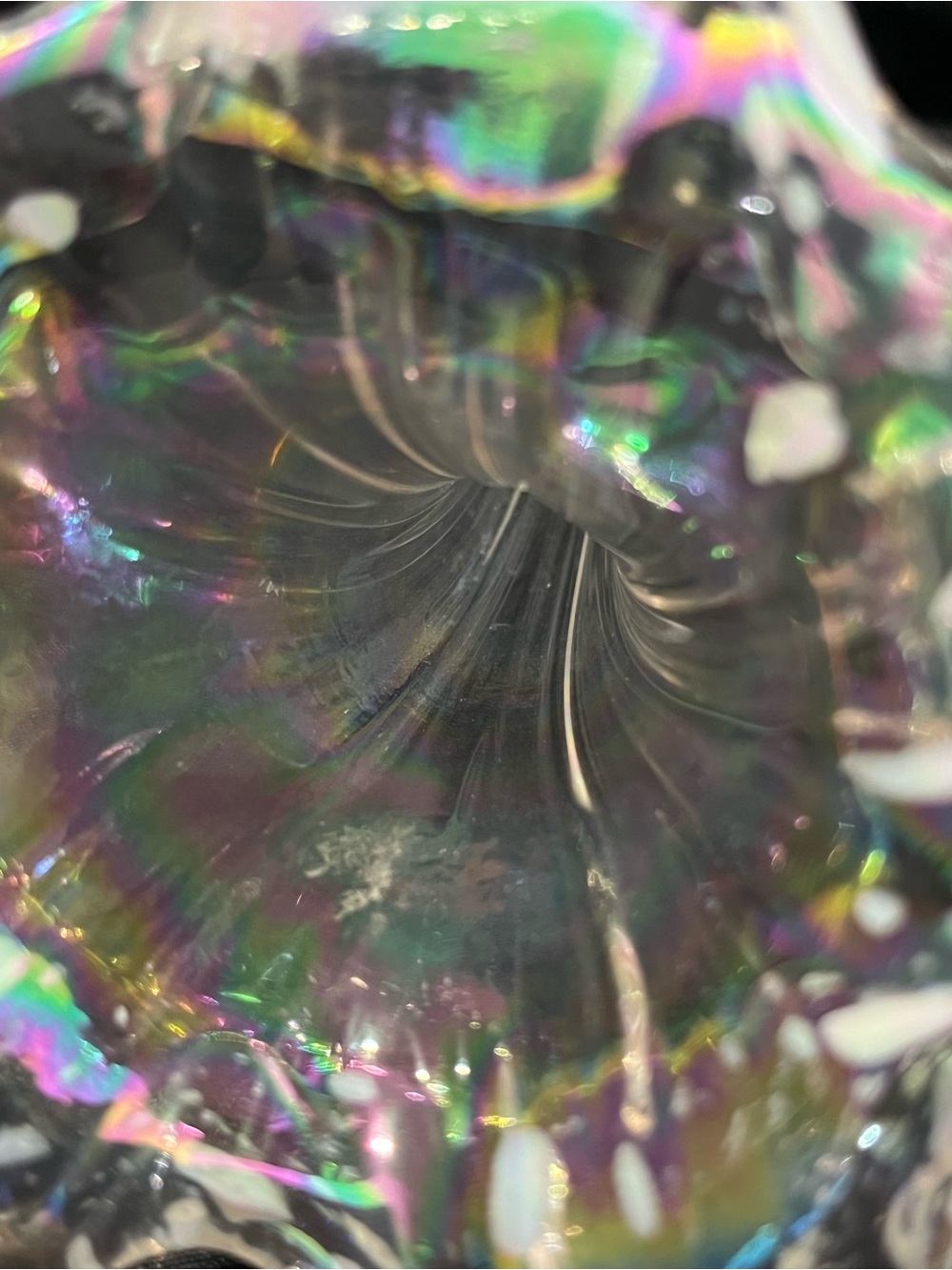 Silvestri Blown Glass Lily Stem Clear Iridescent Lustre Flower 7" - Picture 9 of 10